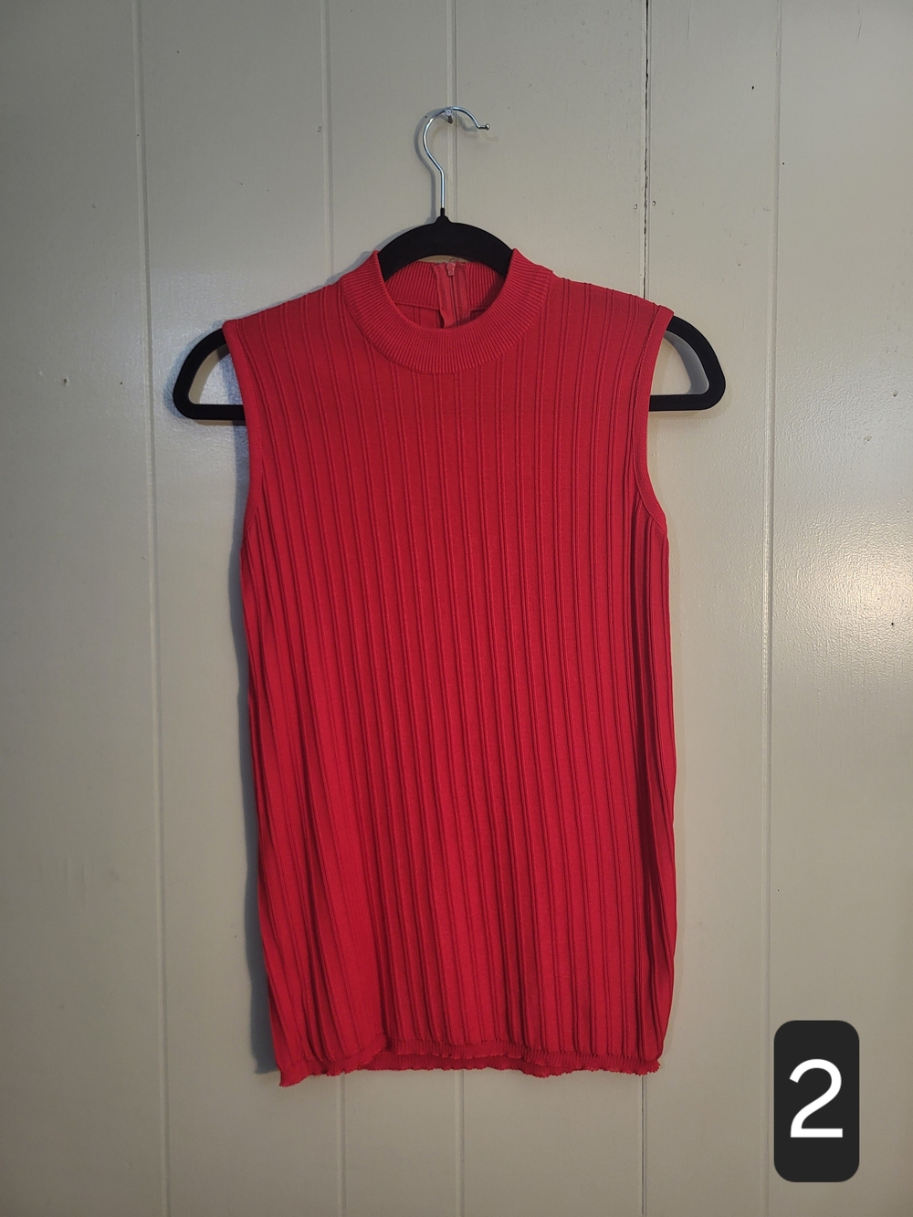 Sleeveless Ribbed Mock Neck Tank Top - Red Union Made Vintage